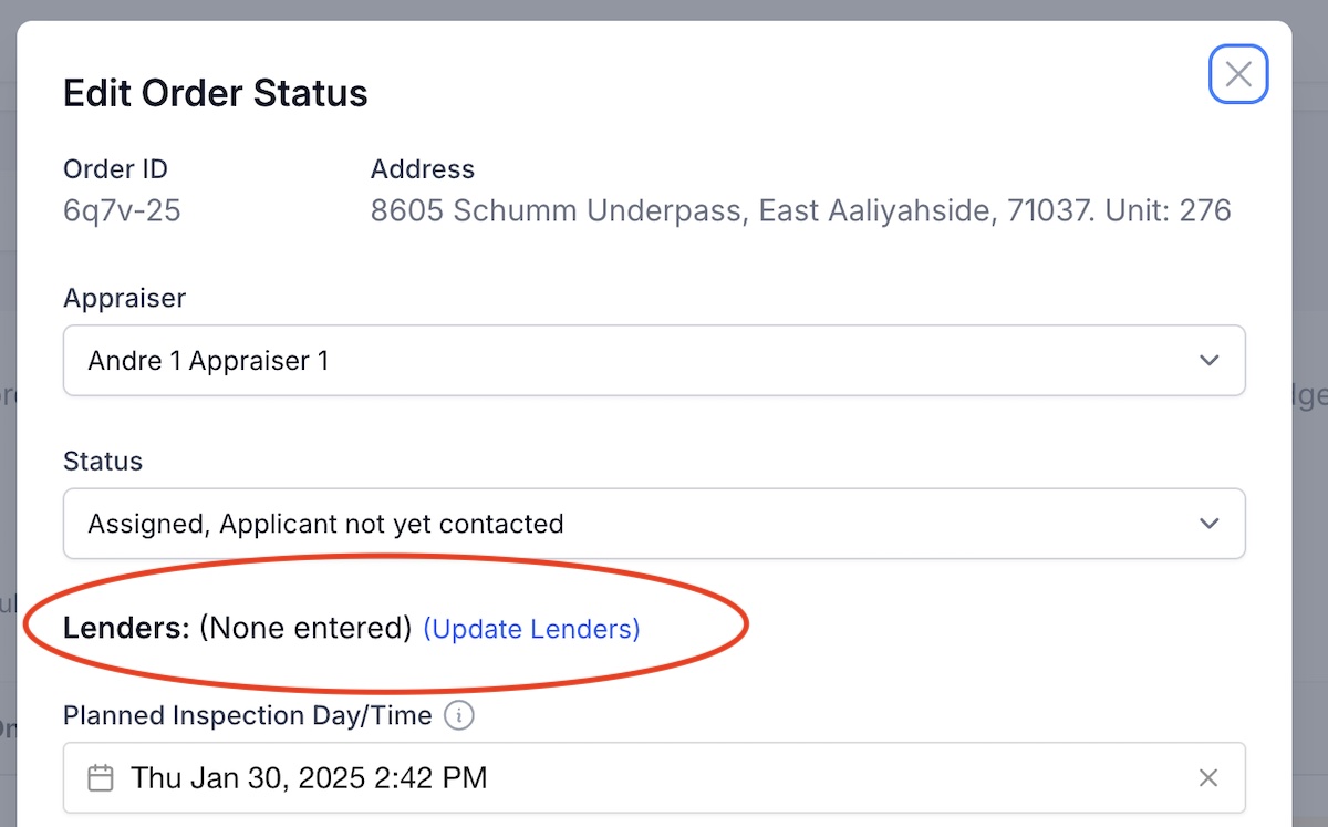 Update Lenders